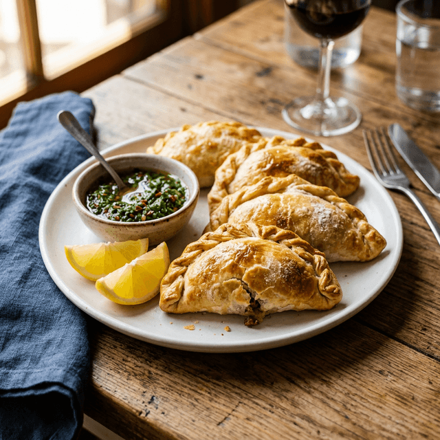 Empanada tradicional de carne vacuna, verdeo y huevo.